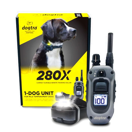 Dogtra 280X E-Collar with Remote [New Edition] 10 lbs+, 1/2 Mile Range, LED Light, 100 Levels of Precise Control for Stubborn Dogs, Waterproof, Boost for Quick Recall, Vibration, Safety Lock & Tone