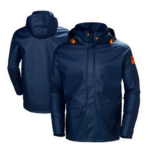 Helly-Hansen Workwear Gale Rain Jacket - PU-Coated Shell & Waterproof Windbreaker for Men - Packable Hood & Adjustable Hem