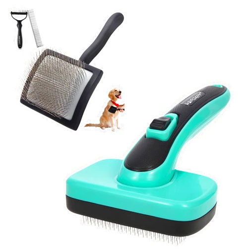 WOPQAEM Dogs Self Cleaning Slicker Brush With Slicker Brush for Shedding & Grooming Short Long Haired Pets, Removes Loose Fur, Undercoat, Mats, Tangled for Large Medium Small Sensitive Skin of Cats.