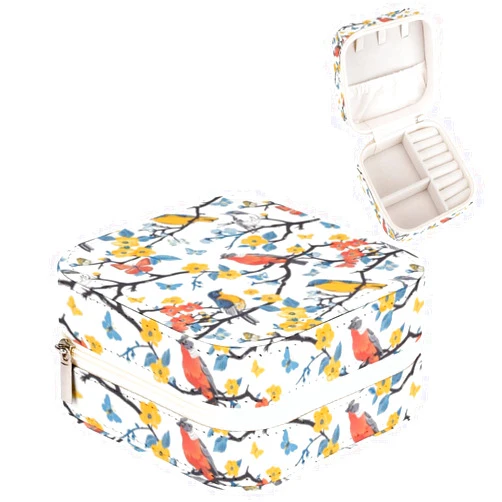 Joyidec PU Leather Mini Birds Butterflies Flowers Jewelry Box, Small Travel Jewelry Box Case Storage Holder for Rings Earrings Necklace Bracelet Pendant Organizer