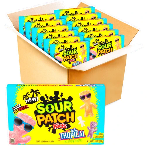 SOUR PATCH KIDS Tropical Soft & Chewy Candy, Bulk Candy, 12 - 3.5 oz Boxes