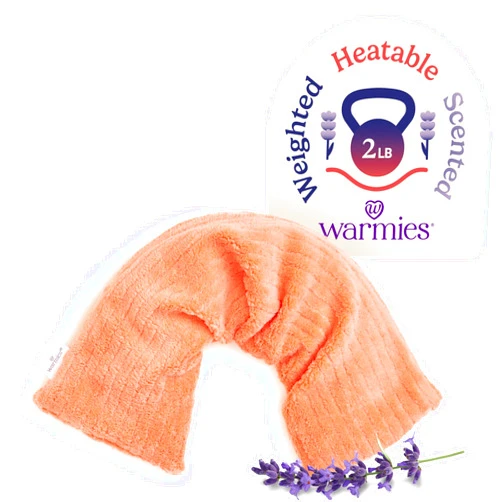 warmies Hot-Pak, Microwavable Neck Wrap - Heating & Cooling Plush Pad for Calming Relaxation - Weighted & Heated Neck Warmer with Scented Lavender - Microwave Heat Pad for Aches & Pain - Coral
