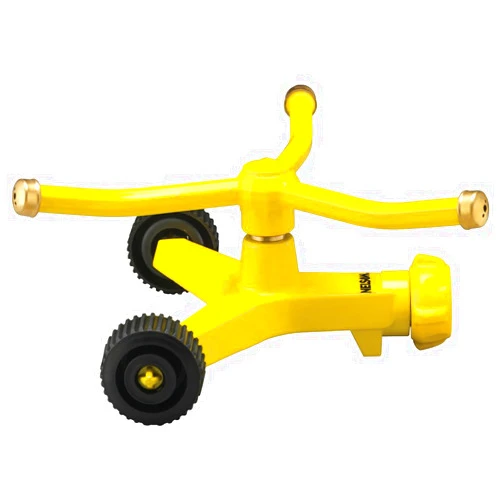 Nelson Three-Arm Square Pattern Spray Whirling Sprinkler with Metal Wheel Base 50231