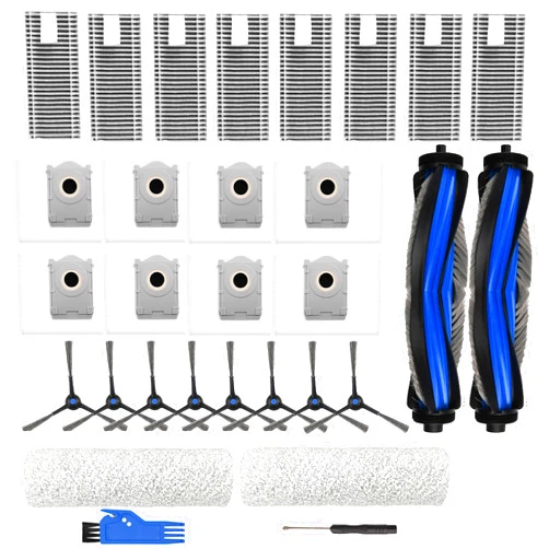 JJ Neumann Replacement Parts Compatible with Ecovacs Deebot X8 Pro Omni/Yeedi S14 Plus Robot Vacuum Accessories with 8 Dust Bags, 8 HEPA Filters, 8 Side Brushes,2 Roller Mops,2 Main Brush
