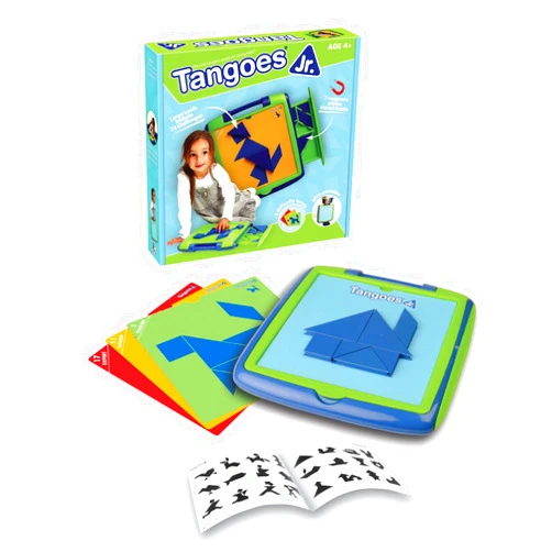 Tangoes Jr. Skill-Building Preschool Tangram Game with Kid-Friendly Portable Carry-Case Featuring 120 Challenges for Ages 4+