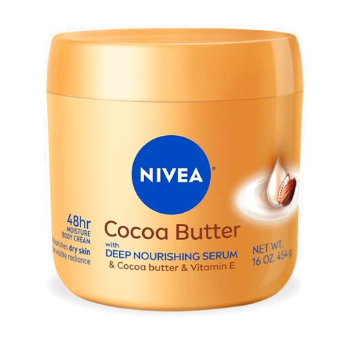 NIVEA Cocoa Butter Body Cream with Deep Nourishing Serum, Cocoa Butter Cream for Dry Skin, 16 Ounce Jar