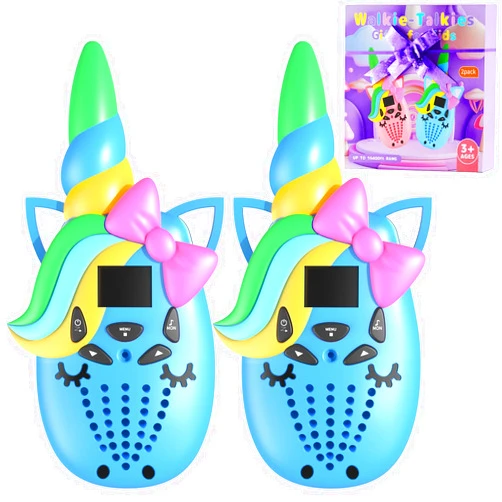Insforfich Unicorn Walkie Talkies for Kids, Toys for 3-12 Years Old Boys Girls, Long Range 2 Way Radio 22CH VOX, Outdoor Toys for Camping Hiking Outdoor (Blue)