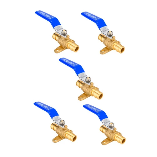 EFIELD 5-Pack EFIELD 1/2 Inch Pex A Expansion Brass Full Port Shut-off Ball Valve with Drop-ear, ASTM 1960