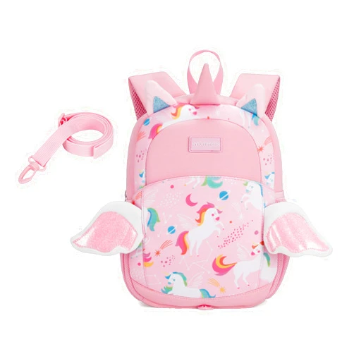 mommore Toddler Backpack for Girls 2-4 Neoprene Unicorn Backpack with Kids Leash, 3D Cartoon Preschool Kindergarten Bookbag for Pre-k, Pink