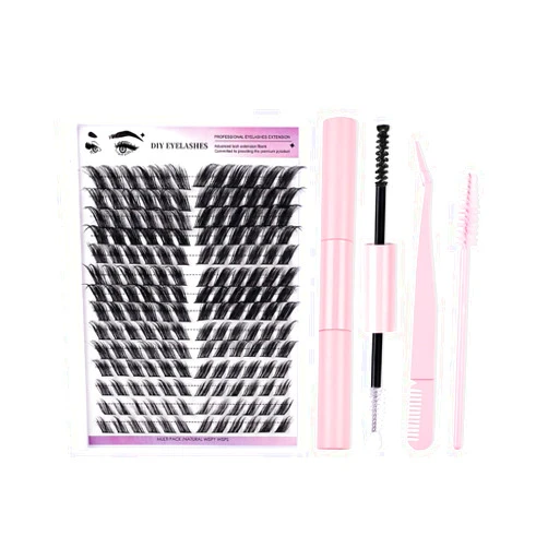 MUOBOFU False Eyelashes,Lash Extension Kit DIY,168pcs Lash Clusters Eyelash Extension Kit,12-18mm D Curl Individual Lashes Kit with Lash Bond and Seal Lash Tweezers for Self Use