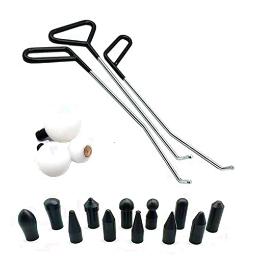 Houshan Paintless Dent Repair Tools 6 Pieces of Dent Removal Rods with Awl Head Paintless Dent Removal Kit Car Auto Body Dent Removal of Hail Dents and Door Ding (3pcs Rod 15 pcs Pen)