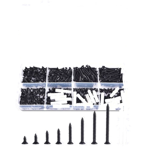 CZXNBI 480Pcs Wood Screws Assortment Kit - M3 Small Self Tapping Wood Screws, Phillips Drive Countersunk Head Screws,8 Sizes Screws and 20pcs M6 Screws Anchors