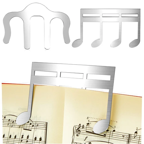 Yeshone 2 Pcs Metal Music Book Clip and Page Holder, Silver Book Clip for Reading, Piano Sheet Music Holders Sheet Music Holders for Piano, Keyboard, Stands, and Books