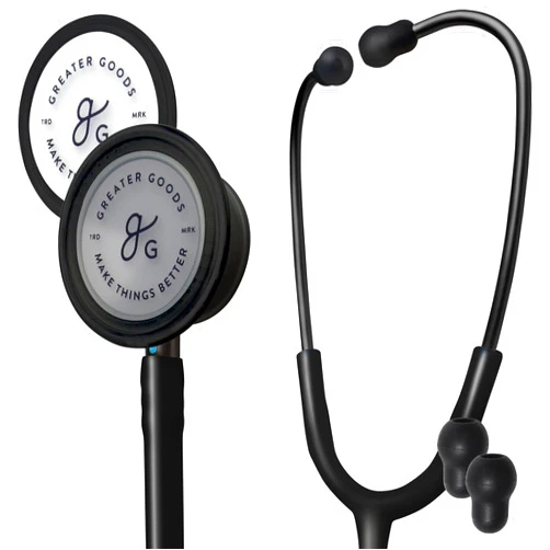 Greater Goods Premium Dual-Head Clinical Grade Stethoscope for Doctors, Nurses, Students, Triple Black