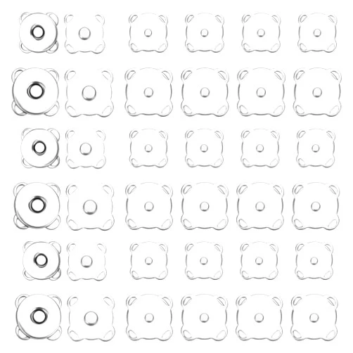 XIHIRCD 30 Sets Plum Magnetic Snaps, 14mm & 18mm Magnetic Buttons Metal Magnetic Snap Closure Multipurpose Snap Fastener for Purses Bags Clothes Leather Sewing Craft (Silver)