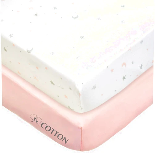 American Baby Company 2 Pack 100% Natural Cotton Fitted Crib Sheets 52