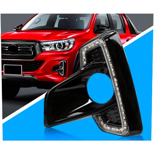 Auto-Tech lightguiding Daytime Running Light, Retrofit Car Fog lamp LED with yellow light color DRL kit Replacement For Toyota Hilux REVO Rocoo 2018 2019