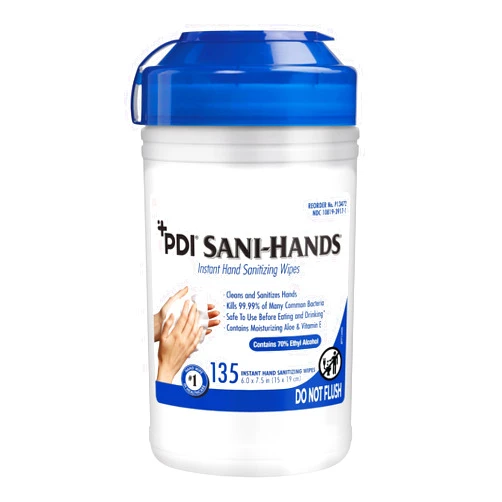 PDI Sani Hands Alc Antimicrogel Hand Wipes 135 per canister