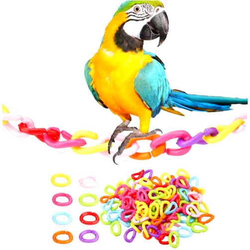 BAOFUYA 100 Pcs C-Clips Hooks Chain Plastic Bird C-Links Parrot Toy Parts Mix Color DIY Pet Stand Swing Toy for Bird Parrot Hamster Small Animals
