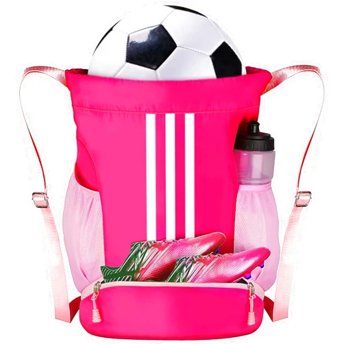 Champhox Soccer Bag, Youth Soccer Basketball Bag with Compartments Drawstring Backpack for Football Volleyball Gym Training