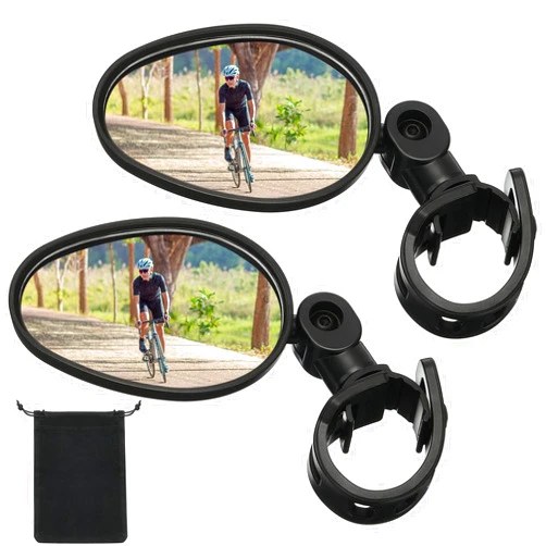 Hestya 2 Pcs Bike Mirror 360 Degree Adjustable Safe Rotatable Handlebar Mirror Bicycle Mirror Cycling Rear View Mirror Shockproof Acrylic Convex Mirror Rearview Mirror for Mountain Road Bike
