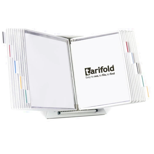 Tarifold Desktop Reference and Display System - 20 Double-Sided Display Pockets - 40 Sheet Capacity - Letter-Size White Pockets (D222)