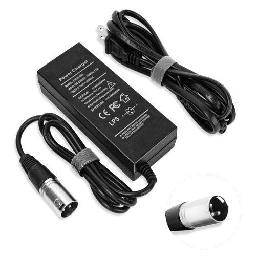 ANTOBLE 24V 2A 3-Pin XLR Connector Electronic Scooter Battery Charger for Go-Go Elite Traveller,Pride Mobility,Jazzy Power Chair Battery Charger & Plus Ezip Mountain Trailz (with 3.9ft US Power Cord)