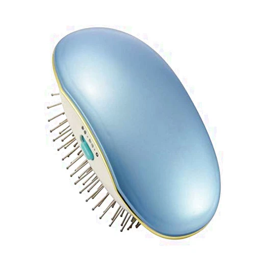 Fanssa Portable Electric Ionic Hair Brush Comb Vibration massage hairbrush Mini Hair Brush Comb pettine Massager small Round comb teeth home and travel (BLUE)