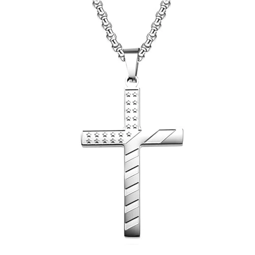 Puzamen Cross Necklace for Men, Inspirational Bible Verse Cross Chain for Men, 316 Stainless Steel Cross Necklace for Men