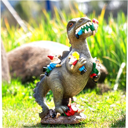 SOWSUN Garden Gnomes Statues Yard Decorations Outdoor Garden Decor, 14” Dinosaur Gnomes Garden Statues, Patio, Lawn Ornament, Gardening Gifts for Women for Housewarming