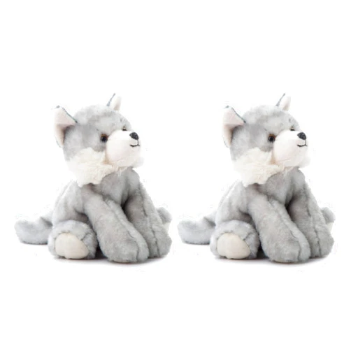 The Petting Zoo Wolf Stuffed Animal, Gifts for Kids, Wild Onez Zoo Animals, Grey Wolf Plush Toy 9 inches (Pack of 2)