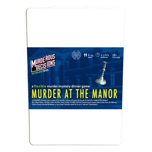 Murderous Decisions Murder at The Manor 6-14 Player Murder Mystery Dinner Party Game