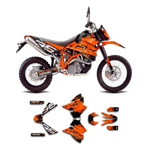 Kungfu Graphics Custom Decal Kit for Dual-Sport Motorcycle 950 Super Enduro 950 SE 2006 2007 2008 2009, Orange Black, KTSE9500609002-KR