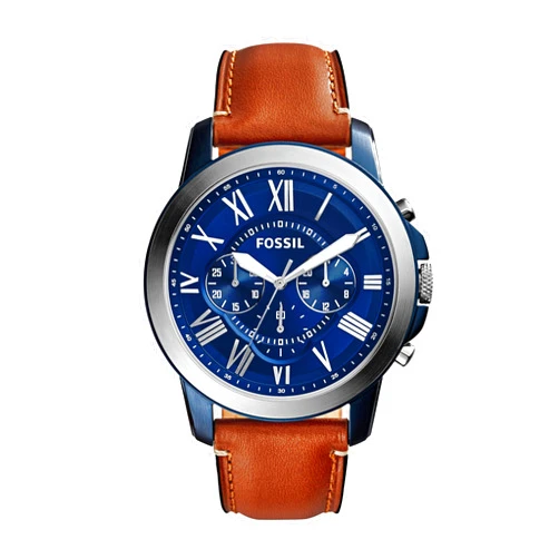 Fossil Men's Grant Quartz Stainless Steel and Leather Chronograph Watch