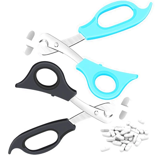 Mudder 2 Pieces Pill Splitter Scissors Pill Scissors Cutter with Stainless Steel Blade and Ergonomic Handle for Accurate Dosage of Small Large Pills Tablets Vitamins Elderly Kids Pets Travelling Favors