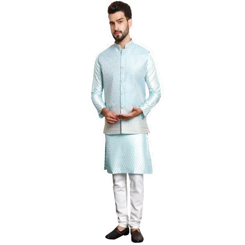 Sojanya (Since 1958 Men'S Silk Blend Kurta And Pyjama With Nehru Jacket