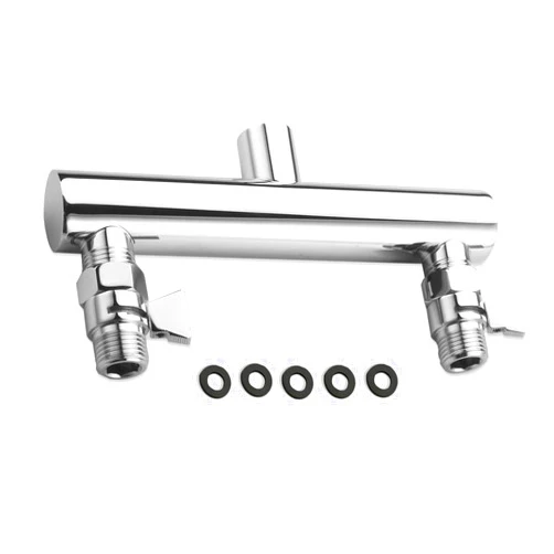 HAMOLER Dual Shower Head Manifold with Brass Shut Off Valve for 2 Fixed Shower Head Showering System Double Sprayer Manifold, Chrome