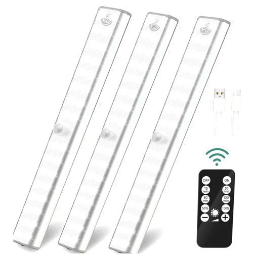 Litake Under Cabinet Lighting Rechargeable,32 LED Wireless Closet Lights with Remote,Dimmable LED Light Bar with Magnetic Strip for Kitchen Cabinets,3 Packs