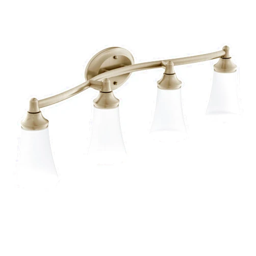 Moen YB2864BN Eva 4-Light Dual-Mount Bath Bathroom Vanity Fixture with Frosted Glass, Brushed Nickel