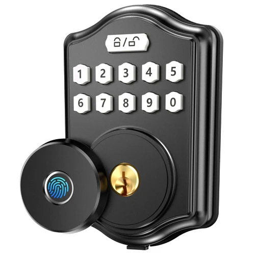 52HZ Fingerprint Door Lock, Keyless Entry Door Lock with Code, Electronic Keypad Deadbolt Smart Locks for Front Door, Anti-Peeping Password, Auto Lock, Easy to Install (Black)