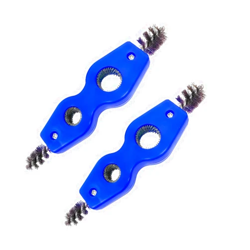 BELOMI 2PCS Car Battery Terminal Cleaning Brush, 4 in 1 Rustproof Battery Cleaner Tool with Steel Wire, Auto Universal Interior and Exterior Battery Terminals Machine Parts（Blue）