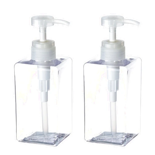 UVIVIU 450ml(15.3oz) Plastic Soap Dispenser, Empty Lotion Pump Bottles for Bathroom Kitchen Shampoo Shower Gel Hand Sanitizer (Clear 2 Pack)