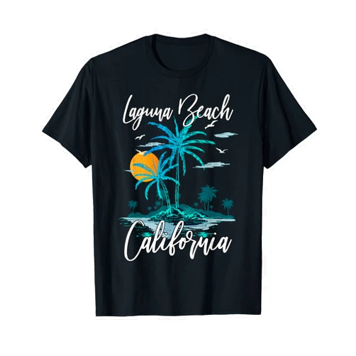 Summer Vacation Laguna Beach Gifts Family Vacation Retro Sunset California Laguna Beach T-Shirt
