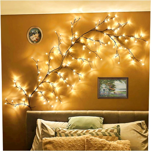 SZMiNiLED Enchanted Willow Vine Lights, Christmas Decorations 144 LEDs Flexible DIY Vines with Lights, 7.9FT Lighted Artificial Twinkling Tree Vines for Wall Bedroom Living Room Decor (No Remote)