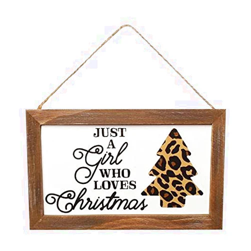 Collins Painting Girl Who Loves Christmas Cheetah Print Framed Ornament White 5W*3H*0.25D inch