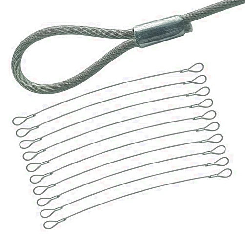 SSACK Stainless 304 Steel Looped Aircraft Cable Length of 10inch 12inch 14inch 20inch - Stainless Coated Wire Rope Crimps Ferrules 10pack of Set (12inch)