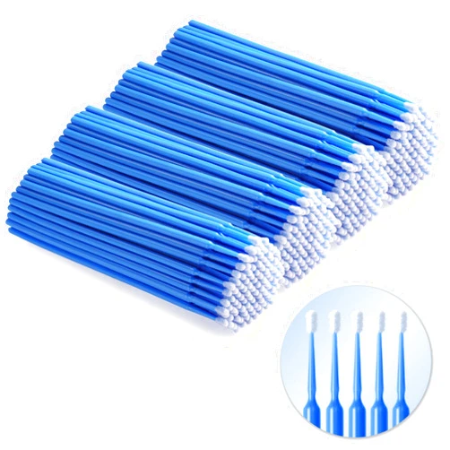 Annhua 400 Pcs Disposable Micro Applicator Brush Dental Microbrush Applicators with Dispenser, Fan-shaped Blue