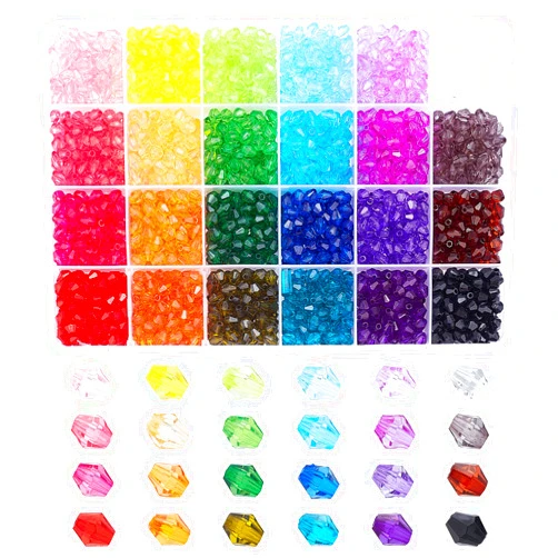 PH PandaHall 2160pcs 6mm Crystal Beads Bicone Bracelet Beads Faceted Acrylic Beads 24 Colors Rainbow Loose Craft Beads for Bracelet Necklace Earring Keychain Jewelry Making Flower Bags Decoration