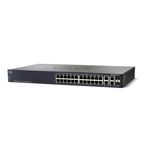 Cisco SF300-24P 24-port 10/100 PoE Managed Switch with Gigabit Uplinks (SRW224G4P-K9-NA) (Renewed)
