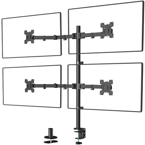 WALI Quad Monitor Desk Mount, 4 Monitor Stand Fits Heavy Duty Computer Screen up to 27 inch, Full Adjustable Monitor Arm holds up to 22 lbs per Arm (M004), Black